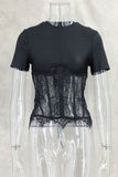 Chic Lace Overlay T-Shirt