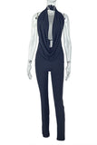 Draped Neckline Pants Set