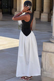 Sleeveless Two-Tone Maxi Dress