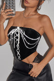 Strapless Corset Tank with Pearl Details