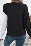 Button-Front Two-Tone Sweater