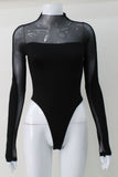 Sheer Panel Long Sleeve Bodysuit