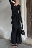 Ruffled Long-Sleeve Casual Dress