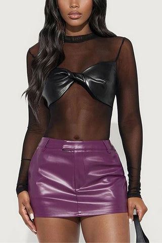 Long Sleeve Mesh Bodysuit with Bow