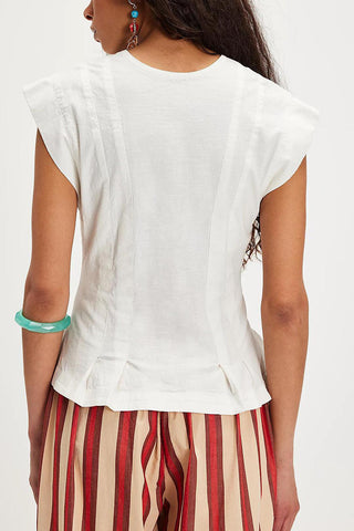 Button-Front Peplum Tank Top