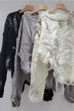 Distressed Cable Knit Sweater