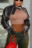 Zip-Front Cropped Jacket with Contrast Trim