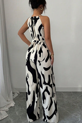 Abstract Pattern Halter Jumpsuit