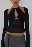 Sheer Mesh Long-Sleeve Tank Top