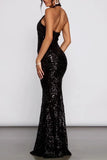 Halter Neck Evening Dress with Embellishments