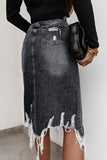 Distressed Denim Midi Skirt