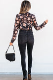 Floral Mesh Mock Neck Slim Top