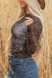Printed Sheer Long Sleeve Top