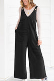 Wide-Leg V-Neck Jumpsuit with Button Detail