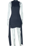 Sleeveless Draped Evening Dress