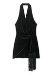 Fringe Halter Wrap Dress