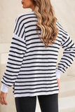 Striped Knit Split Hem Sweater