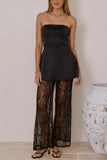 Elegant Strapless Lace Pants Set