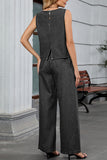 Chic Sleeveless Denim Top and Pants Set