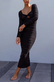 Cut-Out Long Sleeve Casual Dress