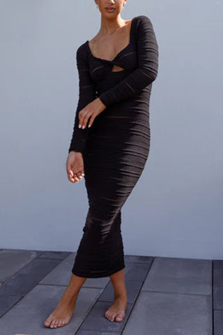 Cut-Out Long Sleeve Casual Dress