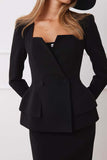 Elegant Peplum Blazer Skirt Set