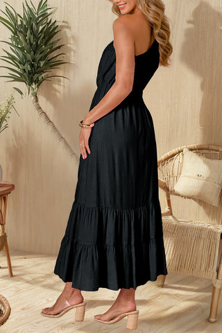 One-Shoulder Ruffled Casual Maxi Dress