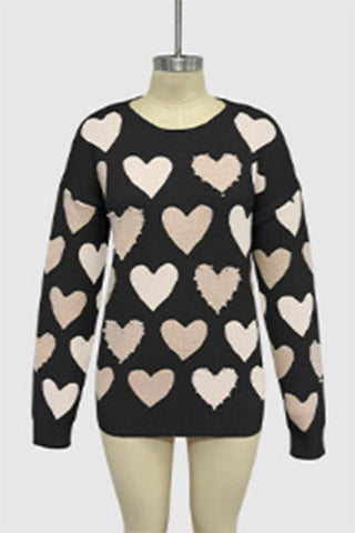 Heart Pattern Knit Sweater