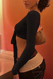 Tie-Front Long Sleeve Top