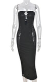 Strapless Cutout Midi Dress