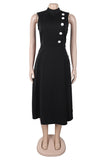 Side-Button Midi Dress