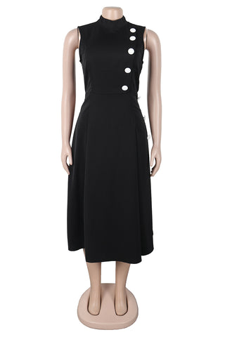 Side-Button Midi Dress