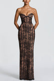 Strapless Sheer Evening Gown