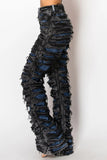 Distressed Wide Leg Denim Pants