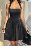 Halter-Neck Flared Casual Dress