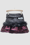 Belted Layered Mini Skirt with Fringe