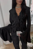 Ruffled Bell Sleeve Blouse
