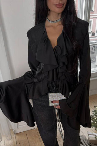 Ruffled Bell Sleeve Blouse