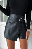 Belted Faux Leather Skort