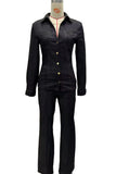 Button-Front Denim Straight Jeans