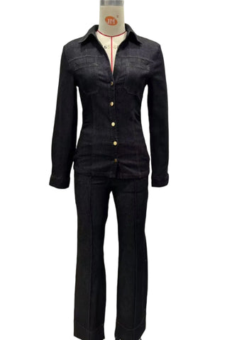 Button-Front Denim Straight Jeans