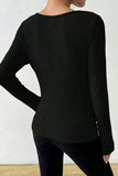 Ribbed Draped Neck Knit Top