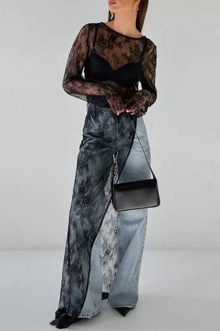 Lace Overlay Casual Dress