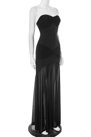 Strapless Twist-Front Maxi Dress