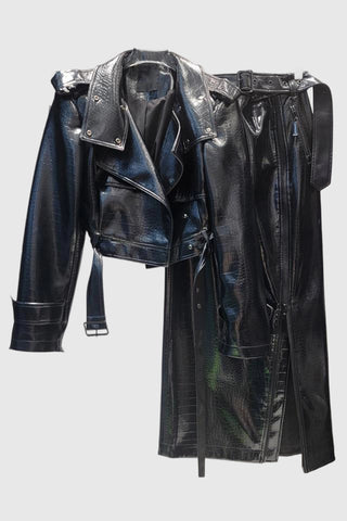 Croc-Embossed Moto Jacket
