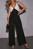 Chic Contrast V-Neck Jumpsuit