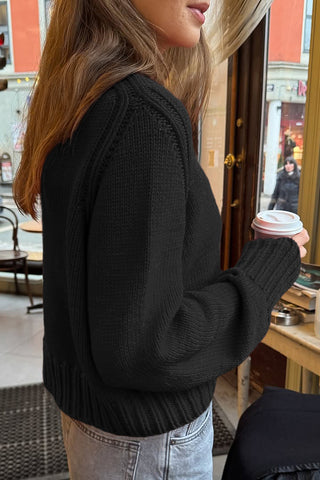 Casual Ribbed Knit Sweater