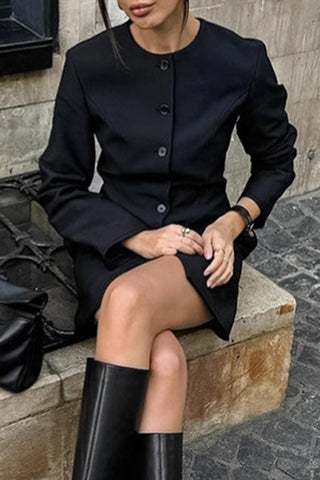 Tailored Button-Front Blazer