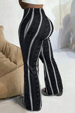 Geometric Pattern Flare Casual Pants
