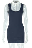 Layered Collar Sleeveless Dress